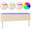 Vidaxl LED posteljno vzglavje krem 160x5x78/88 cm blago