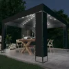 vidaXL Paviljon z dvojno streho in LED lučkami 3×3 m antraciten