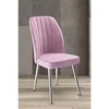 Hanah Home set trpezarijskih stolica Platinum 8 kom, roze tkanina Jerry, hromirane metalne noge