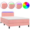 Vidaxl Box spring postelja z vzmetnico LED roza 120x190 cm žamet