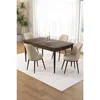 Hanah Home trpezarijski set Pir, sto i 4 stolice, ploča u dekoru drveta Baroque, krem tkanina Babyface