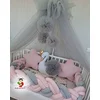 Bubamara037 Pletenica za krevetac, Šestostruka, 180cm, Sivo-roze