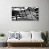tulup.si Slika na steklu Pier black and white lake 100x50 cm 4 obešalnika