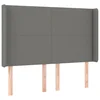 Vidaxl Vzglavje z ušesi temno sivo 147x16x118/128 cm blago