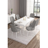 Hanah Home Set Trpezarijski sto i 6 stolica Are, Sivo-beli