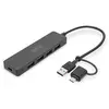 USB 3.0 Hub 4-Port, Slimline with USB-C Adapter, 5Gbps, 0,2m cable