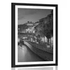 Plakat s paspartujem pobrežje Pariza v črnobeli varianti - 40x60 black