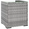 Vidaxl Stranska mizica siva 40x37x40,5 cm poli ratan in kaljeno steklo