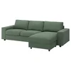 VIMLE Sofa trosed s lenjivcem, sa širokim rukohvatima/Knäbäck sivozelena