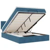 Vidaxl Otomanska postelja z vzmetnico&LEDs temno modra 140x190cm žamet