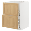 METOD / MAXIMERA Pod.element sudop. i 2front/2fioke, bela/Forsbacka hrastovina, 60x60 cm