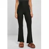 Womens high-waisted leggings with flared ribbing black