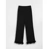 Sinsay - Wide leg pantalone sa perjem na donjem delu nogavica - crno
