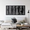 WallXpert metalni zidni ukras 5194, siluete pet poslovnih ljudi u ramu sa prugama, 46 x 23 cm, crni