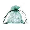 Darilna vrečka 9x11 cm organza - zelena jelka (100 kosov)