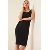 Happiness Istanbul Womens Black Corduroy Knitted Dress