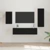 Set TV komoda Zidne 4 pcs Crni hrast Konstruirano drvo