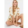 Trendyol Ecru 100% Cotton Teddy Bear Patterned Knitted Pajama Set