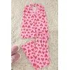 Trendyol Pink 100% Cotton Leopard Heart Patterned Shirt Pants Knitted Pajama Set