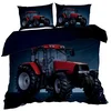 shumee 3D bombažna satenasta posteljnina 160x200cm RDEČI TRAKTOR