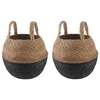 Saksija za biljke s ručkama 2 pcs Crna O 22 x 20 cm