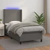 Krevet box spring s madracem LED sivi 80x200 cm od umjetne kože