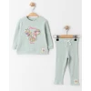 VIA GIRLS Kompletić za devojčice, majica i pantalone Minnie Flowers, Zeleni