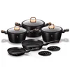 Greatstore komplet lončkov iz granita 10 kosov. berlinger haus black rose bh-1645