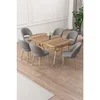 Hanah Home trpezarijski set Jita, sto i 6 stolica, ploča u dekoru Hazar, zlatne noge, siva tkanina Babyface