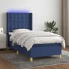 Krevet box spring s madracem LED plavi 80 x 200 cm od tkanine