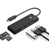 Orico 4-vtični USB-C – USB-A HUB adapter z bralnikom SD- in microSD-kartic, dolžina 0,15 m – črn