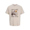 JACK & JONES Majica JJWALKER kit/temno rjava/zlato-rumena