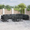 Sjedeća garnitura za vrt s jastukom 12 pcs Crna Aluminij