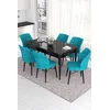 Hanah Home Set Trpezarijski sto i 6 stolica Eva, Tirkizno-crni