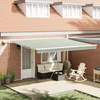 Skrovita tenda Zelena i bijela 450 × 300 cm Tkanina i čelik