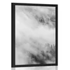 Plakat črnobeli megleni gozd - 30x45 black