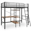 Krevet na kat sa stolićima u okviru sivi metalni 90 x 200 cm