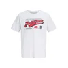 JACK & JONES Majica temno modra/brusnica/bela
