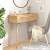 Konzolni stol smeđi 80x30x75 cm od borovine i prirodnog ratana