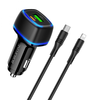 Borofone punjač za auto s USB - USB - C, Lightning - Crna KP24022