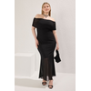 Trendyol Curve Black Tulle Knit Plus Size Dress
