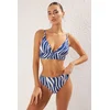 Trendyol Blue-Multicolored Animal Panties Diver/Scuba Normal Waist Bikini Bottom