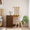 vidaXL Toaletna mizica z LED lučkami rjavi hrast 90x42x132,5 cm