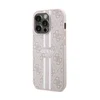 GUESS Maska za telefon Magsafe 4G Pu Printed Stripes za iPhone 15 Pro roze