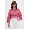 Pulover s primesjo volne Tommy Jeans ženski, roza barva, DW0DW21677
