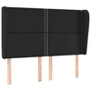 Vidaxl Vzglavje z ušesi črno 147x23x118/128 cm umetno usnje
