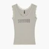 Cropp - Top s printom - tamno siva