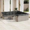 13-dijelni set vrtnih sofa poliratan s jastucima svijetlosivi