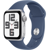 Apple Watch SE (2nd Gen) [GPS 40mm] Smartwatch with Silver Aluminum Case with Denim Sport Band S/M. Fitness and Sleep Trackers, Crash Detection, Heart Rate Monitor, Retina Display