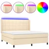 Krevet box spring s madracem LED krem 180x200 cm od tkanine